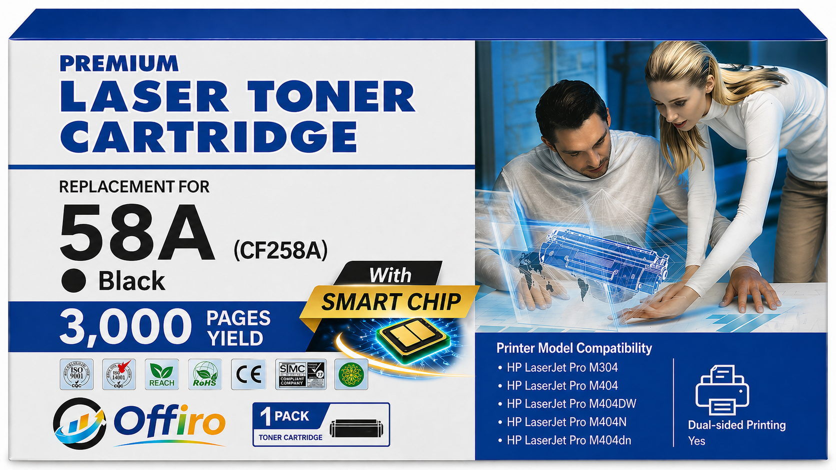 Compatible HP 58A CF258A Black Toner Cartridge