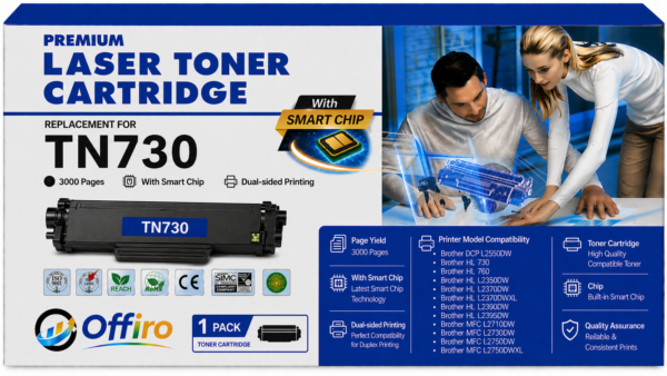 Brother TN730 Compatible Black Toner Cartridge - With Chip - High Yield