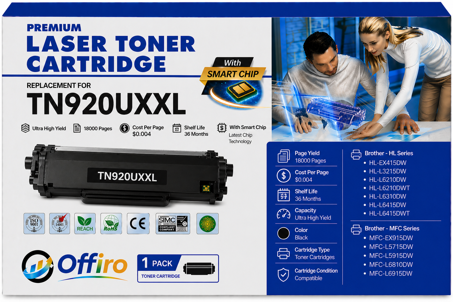Brother TN920UXXL DR920 Compatible Toner Cartridge and Drum Ultra High Yield – With Chip