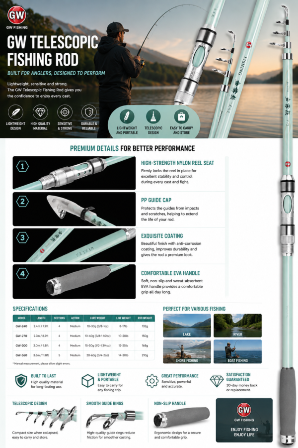 xiewutou2 GW Premium Telescopic Fishing Rod